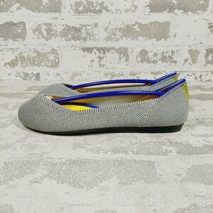 New Rothy's The Flat Grey Knit Round Toe Slip On Loafers E942